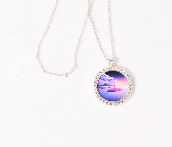 Circle Rhinestone Sublimation Necklace