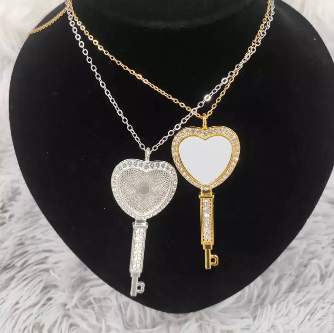 Sublimation Key Heart Pendant and Necklace