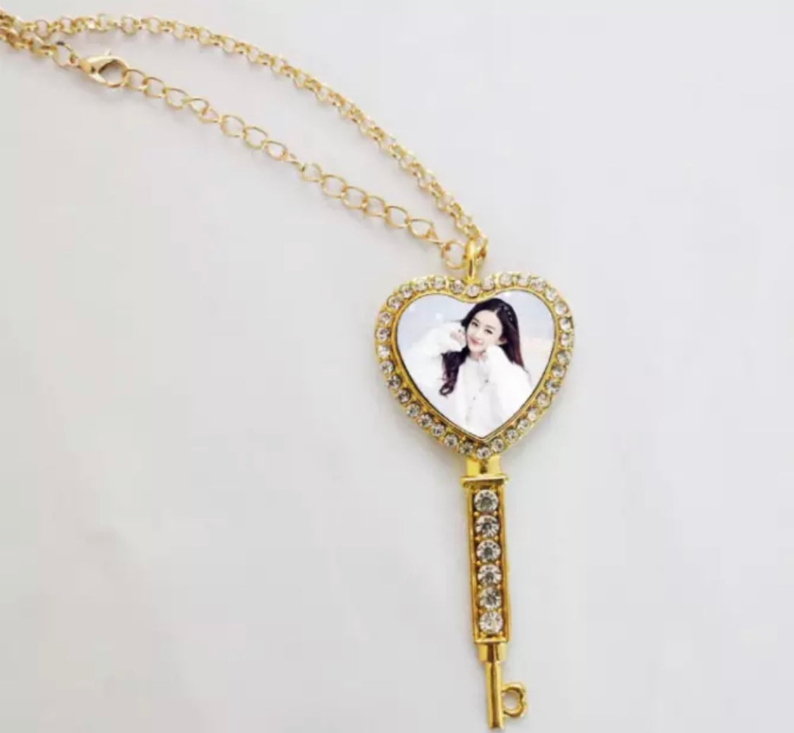 Sublimation Key Heart Pendant and Necklace
