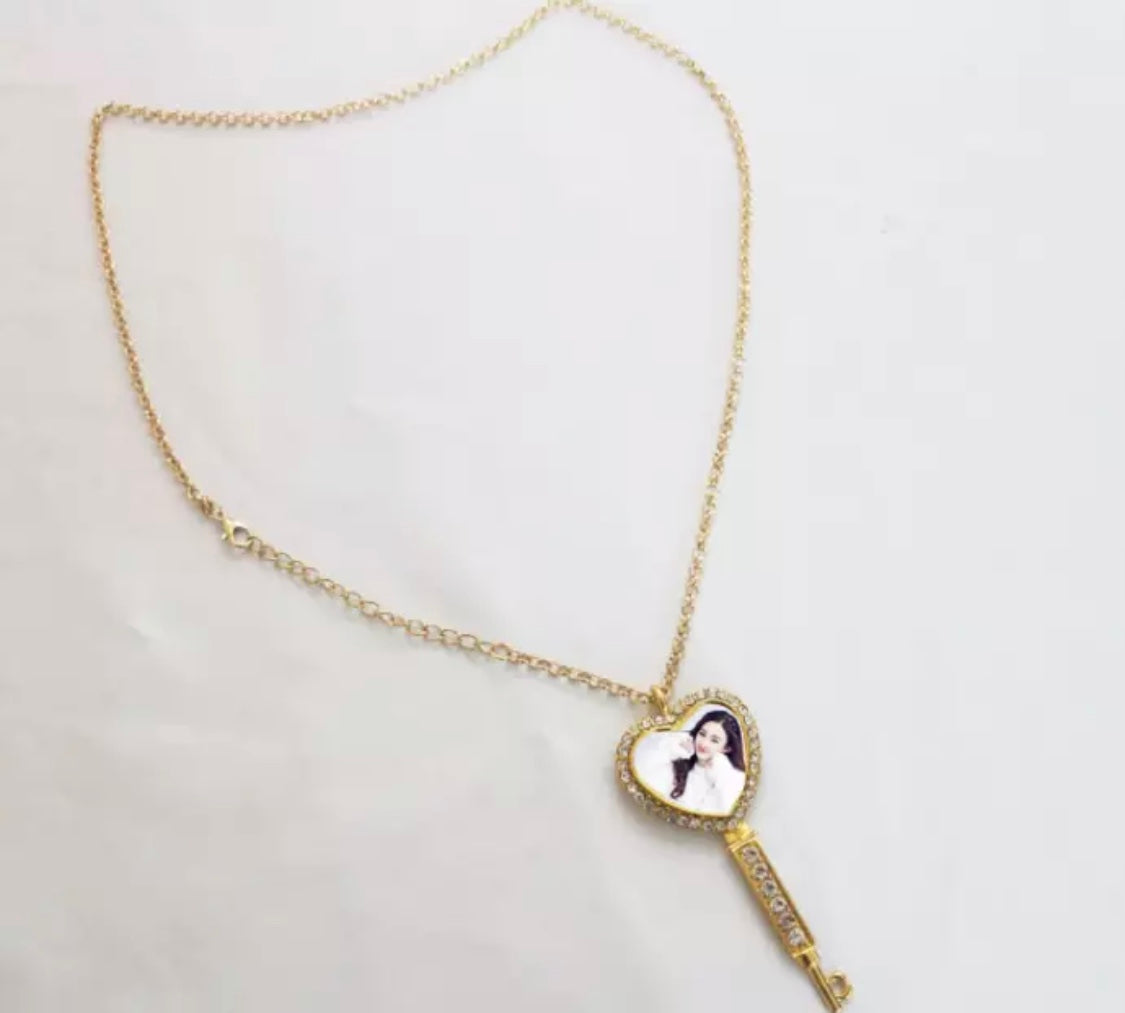 Sublimation Key Heart Pendant and Necklace