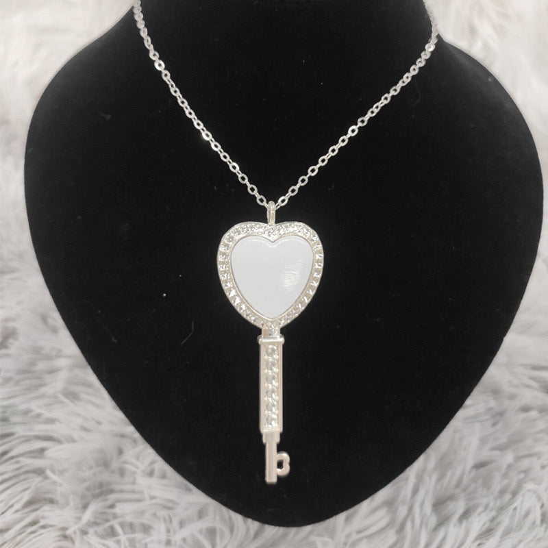 Sublimation Key Heart Pendant and Necklace