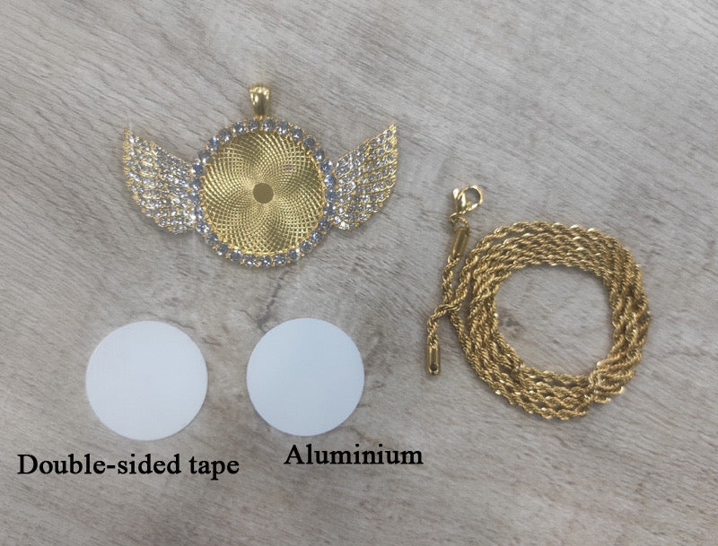 Circle Angel Wing Sublimation Pendant Necklace