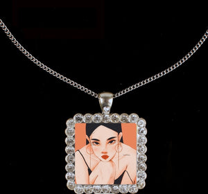 Sublimation Square Rhinestone Necklace