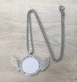 Circle Angel Wing Sublimation Pendant Necklace