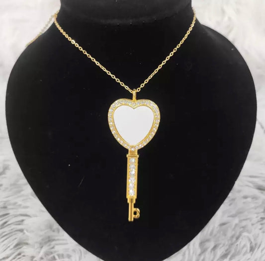 Sublimation Key Heart Pendant and Necklace