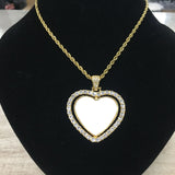 Heart Double Sided Rotating Sublimation Necklace w/ Crystal