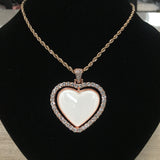 Heart Double Sided Rotating Sublimation Necklace w/ Crystal