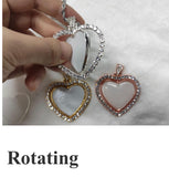 Heart Double Sided Rotating Sublimation Necklace w/ Crystal
