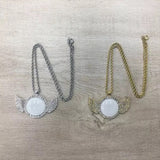 Circle Angel Wing Sublimation Pendant w/ Crystal