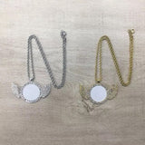 Circle Angel Wing Sublimation Pendant Necklace