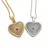 Sublimation Heart Pendant Necklace w/ Crystal